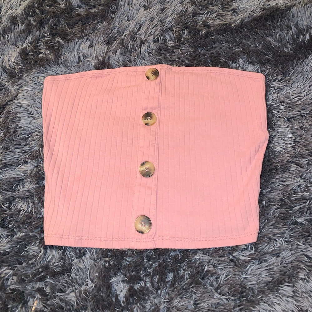 Pink Ribbed Tube Top